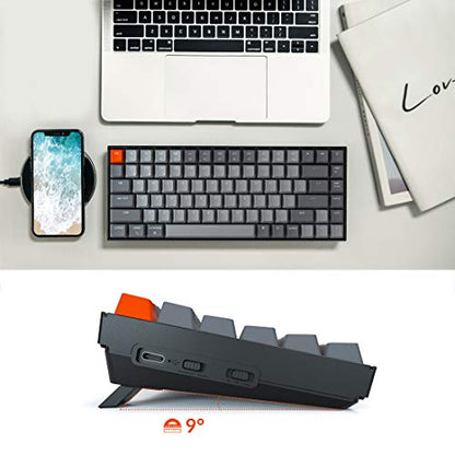 Keychron K2 75% Layout Bluetooth Wireless Mechanical Keyboard Super Switch/White LED Backlit/USB C/Anti Ghosting/N-Key Rollover, 84 Keys Gaming Keyboard for Mac Windows-Version 2 - color: Brown Switch