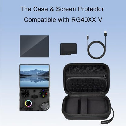 Carrying Case with Screen Protector for RG40XXV, Retro Game Console Travel Case - size: Case with Screen Protector, style: Black