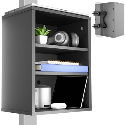 VIVO Black Clamp-on Desk Leg Shelving Unit, Storage Shelves, DESK-SHELF3CL | Multi-Level Storage, Office Accessory Holder for Supplies, Gaming Devices, and More, Workstation Organizer