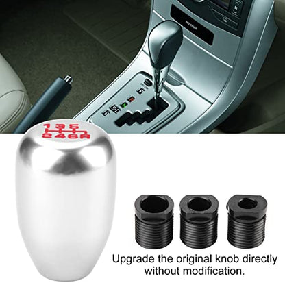 Dweekiy 2.25 Inch Silver Universal Manual Gear Shift Knob - Direct Replacement 6 Speed Shifter Head with Adapters for Most Cars - color: Silver