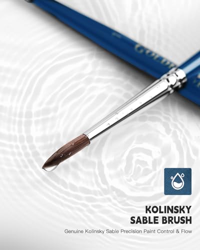 Kolinsky Sable Brushes, Golden Maple Miniature Paint Brushes Natural Hair Professional Pointed Round Brush for Model Painting, Watercolor Details, Acrylic Gouache Inks Painting, Size 2 1 0 00 5/0 - size: 5/0 2/0 0 1 2