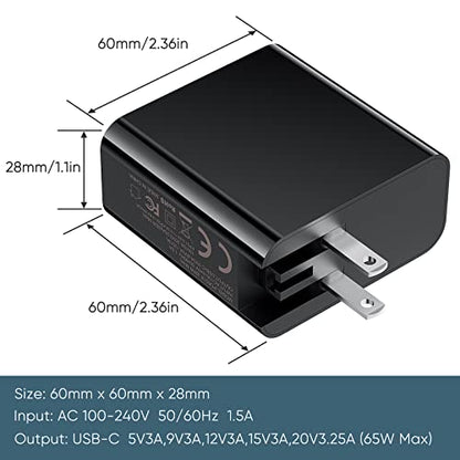 65W Switch 2 Charger for Nintendo Switch 2 2025/1/OLED/Steam Deck & Cable | Portable Foldable Plug AC Adapter & 6.6FT USB-C Cable for Switch2/1/OLED/Lite/ Steam Deck/ ROG Ally