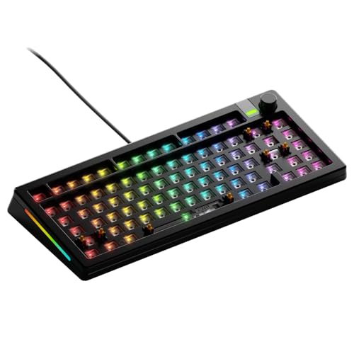 Glorious Gaming - GMMK 3 PRO Barebones Custom Keyboard Kit w/Knob, Custom Modular Aluminum Body & Gasket System, Hotswappable 75% Keyboard, Sound Dampening Foam, Aluminum Switch Plate ANSI (Black) - color: Black, size: TKL, style: GMMK 3 Pro