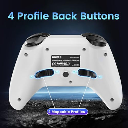 Hyperkin Armor3 NuRival Wireless Hall Effect Stick Game Controller For Nintendo Switch® OLED Model/Nintendo Switch® / Nintendo Switch Lite® (White) - color: White