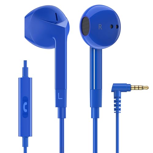 LUDOS FEROX Wired Earbuds in-Ear Headphones, 5 Year Warranty, Earphones with Microphone, Noise Isolation Corded for 3.5mm Jack Ear Buds for iPhone, Samsung, Laptop, Kids, School Students - Blue - color: Blue, style: 3.5 mm