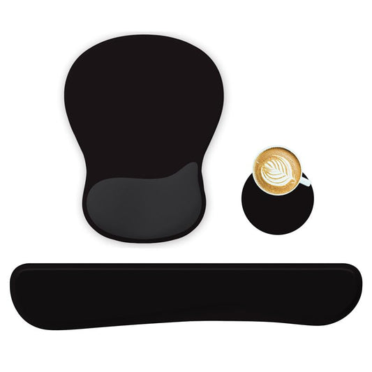 Wrist Rest Support for Mouse Pad Keyboard Set Circle Coaster Gaming Mouse Pad Ergonomic Gel Memory Foam Set for Computer, Laptop, Office, Pain Relief, Comfortably Typing Black KM-33 - color: Km-33