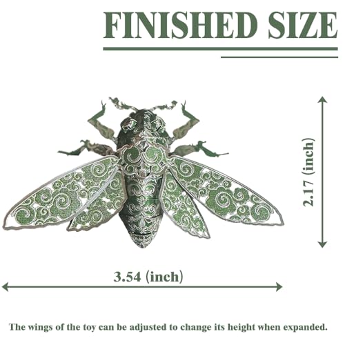 3D Metal Puzzles for Adults,Green Cicada 3D Model Building Puzzle Kits,Cool Insect Animal Themed Design,Bugs Model Kits Brain Teaser DIY Assembling Crafts Kits Creative Ornament(Cicada) - color: Cicada