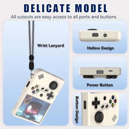 Silicone Case for RG40XXV Handheld Game Console with Lanyard | Anti-Scratch Washable Soft Silicone Protective Cover for Anbernic RG 40XXV Accessories - color: Offwhite