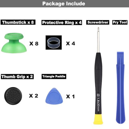 8 Pack Green Replacement Thumbsticks for DualSense PS5 Controller, Custom Analog Thumb Stick Joystick Grip Replacement for PlayStation 5 Controller - size: Green