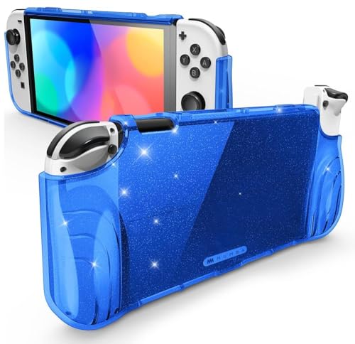 Mumba Case for Nintendo Switch OLED 2021 [Thunderbolt Series] Clear Protection with Ergonomic TPU Handle Compatible with New Switch OLED 7 inch Console and Joy-Con (Blue) - color: Blue