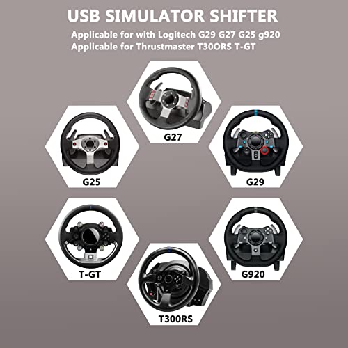 USB Simulator Shifter , for Logitech G29 /G27 /G25 /G920 Thrustmaster, T300RS/GT Steering Wheel , Compatible ATS ETS Dust WRC Sim Racing Games H Shifter with Carbon Fiber Grip 7+R (PC System only)