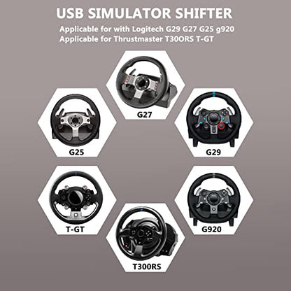 USB Simulator Shifter , for Logitech G29 /G27 /G25 /G920 Thrustmaster, T300RS/GT Steering Wheel , Compatible ATS ETS Dust WRC Sim Racing Games H Shifter with Carbon Fiber Grip 7+R (PC System only)