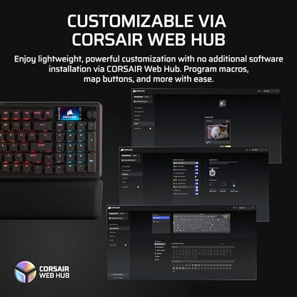 Corsair Vanguard 96 Wired Mechanical Gaming Keyboard – 96% Layout, MLX Plasma Linear Switches, 8000Hz Polling, LCD Display, Virtual Stream Deck, G-Keys, SOCD Flashtap, QWERTY US – Black - style: Linear Plasma Switches
