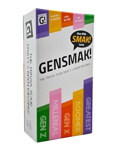 GENSMAK! Trivia Party Game for Adults & Families Multi-Generational Trivia Card Game for Game Night Funny Trivia with Hints 2-8+ Players Ages 10+