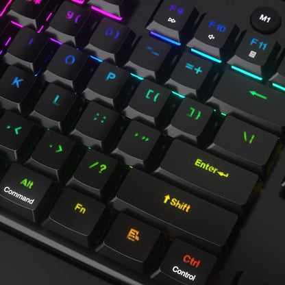 Redragon K618 PRO Wireless Ultra-Thin Gaming Keyboard, Macro & Media Scroll | 0-Delay Tri-Mode, 5 On-Board Keybinding G Buttons for MMO MOBA Games, Dedicated Media Control, Easy-Switch Win/Mac Compatible - color: Red Switch, size: K618 Wireless