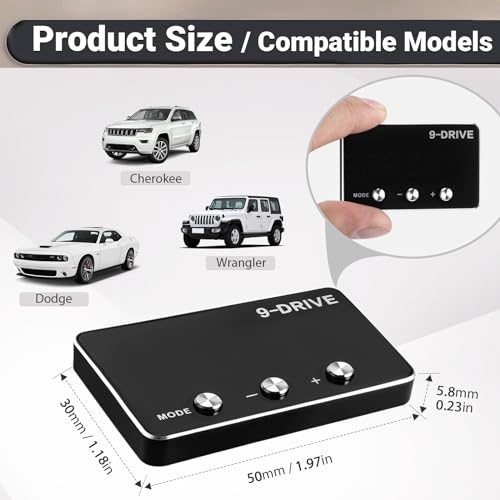 Throttle Response Controller 9 Drive Mode, 9 Drive Throttle Controller Automotive Electronic Acceleration Controller Compatible with Dodge Challenger Ram Cherokee KK Wrangler JK Maserati Ghibli