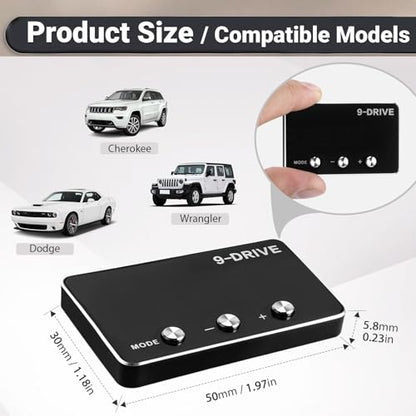 Throttle Response Controller 9 Drive Mode, 9 Drive Throttle Controller Automotive Electronic Acceleration Controller Compatible with Dodge Challenger Ram Cherokee KK Wrangler JK Maserati Ghibli