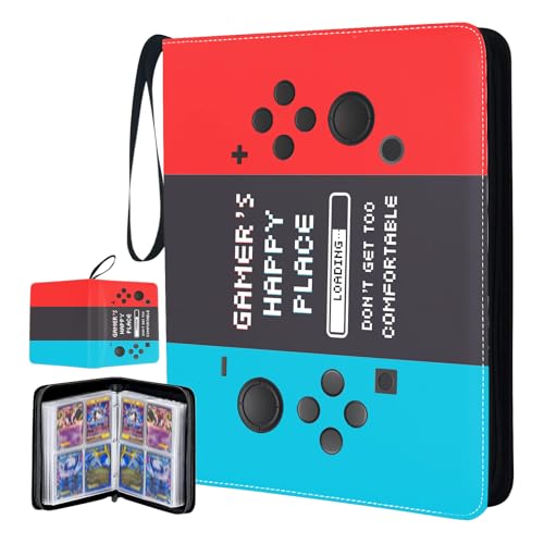Gamer Trading Card Binder 4 Pocket - Gaming Controller Card Binder, Game Console Cards Binders 400 Pockets for Boys Gamers Players Teens, Collectible Trading Cards Holder with Zipper for Collectors - color: Gamer, size: 400 Pockets