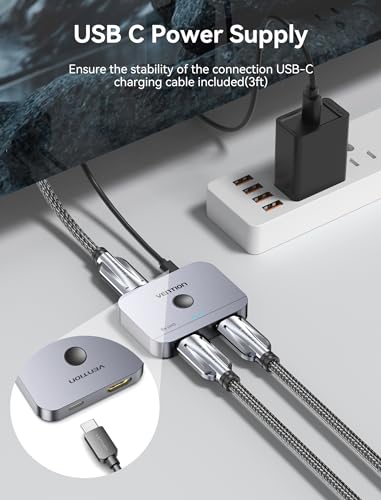 VENTION 8K HDMI Switch 2 in 1 Out, HDMI Switch 4K 120Hz with LED Indicators/HDMI 2.1 Switch/HDMI 2 in 1 Out Switcher Support 8K 4K 3D HDR for Xbox PS5/4/3 Blu-Ray TV/Player/Laptop PC - color: 8K