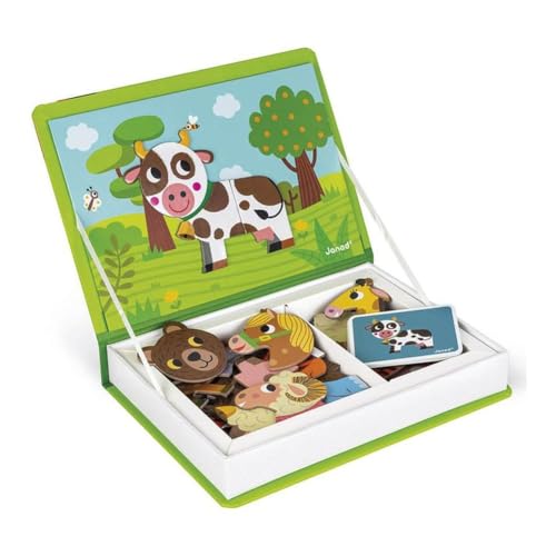 Janod MagnetiBook 41 pc Magnetic Animal Mix and Match Game - Creative Play - Enhances Motor Skills - Develops Dexterity and Coordination - Easy Storage, Educational, Safe | Creative Educational Play - Enhances Motor Skills - Develops Dexterity and Coordin