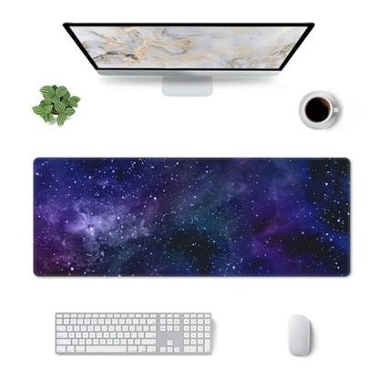 Purple Galaxy Nubula Large Gaming Mouse Pad Desk Mat, Extended Keyboard Mouse Pad Mousepad with Non-Slip Base and Stitched Edge Mouse Mat Desk Pad Mouse Pads for Desk Home Office, 31.5 x 11.8 - color: Purple Galaxy 03