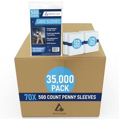 Premium Penny Sleeves for Trading Cards | Soft Trading Card Sleeves for Baseball Cards, Ultra Clear Plastic Pro Sports Card Sleeve, Football, MTG Collector Sleeve (Standard + Thick Options Available) - style: Standard - 35,000 Count