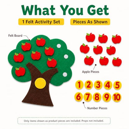 Felt Number Tree Counting Toy, DIY Non-Woven Math Board Set for Kids, Preschool Addition and Subtraction Learning Game, Toddler Early Education Classroom Supplies for Home and Kindergarten