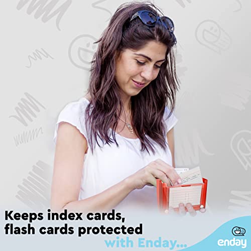 Enday Index Card Holder 3x5, Red Index Card Case with 5 Tab Dividers, Index Card Organizer, Flash Card Holder, Holds 100 Cards - color: RED, size: 1