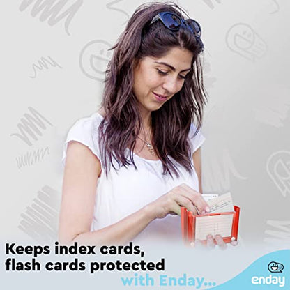 Enday Index Card Holder 3x5, Red Index Card Case with 5 Tab Dividers, Index Card Organizer, Flash Card Holder, Holds 100 Cards, 4 Pack - color: RED, size: 4