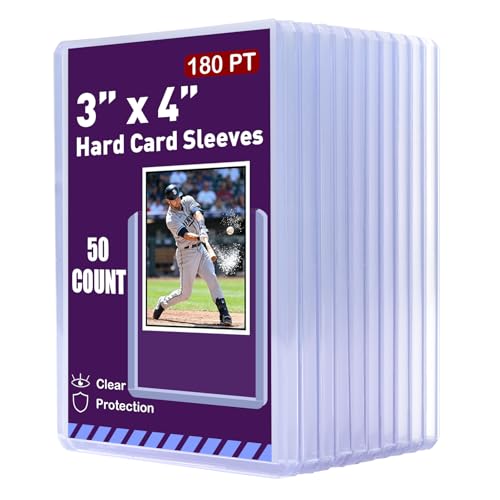 3"x4" 180pt Card Sleeves Hard Plastic Card Protectors, 50-Pack | Memorabilia Card Storage, Smooth Open-Top Slot, Scratch-Resistant Transparent Shell, Anti-Warp Plastic Surface - size: 180PT 50ct Hard Sleeves