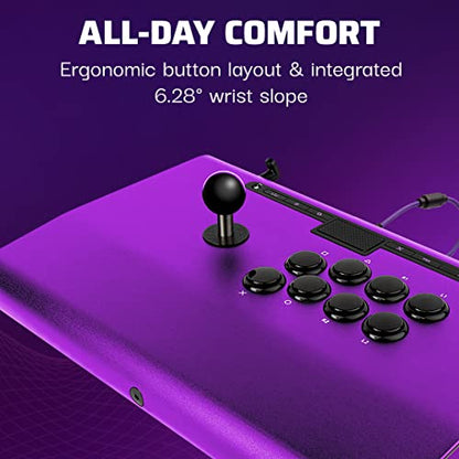 Victrix Pro FS Fight Stick Arcade Controller for PlayStation, PS5, PS4, PC | Esports, Tournament-Grade, 9 Sanwa Denshi Buttons, Aluminum Body, Detachable Joystick, Lockable Control Bar, Purple - color: Purple
