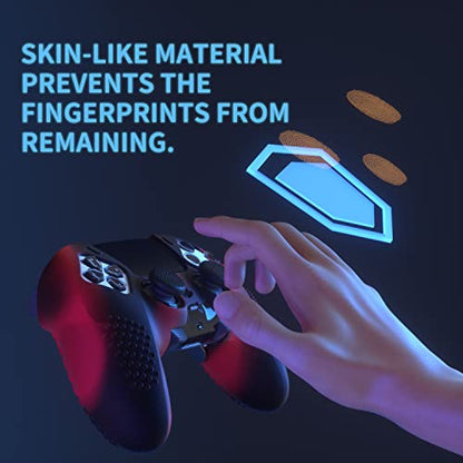 PlayVital 3D Studded Edition Anti-Slip Silicone Cover Case for ps5 Edge Controller, Soft Rubber Protector Skin for ps5 Edge Wireless Controller with 6 Thumb Grip Caps - Red & Black - color: Red & Black