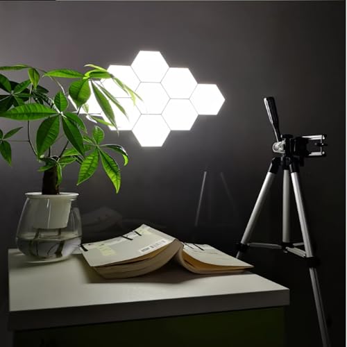YXQUA Hexagon Wall Light Panels, Touch Control, White, 6 Pack | DIY Modular Assembly, Creative Geometry, for Autism, Sensory Room, Game Room, Living Room, Bedroom, Party, USB Powered - color: White