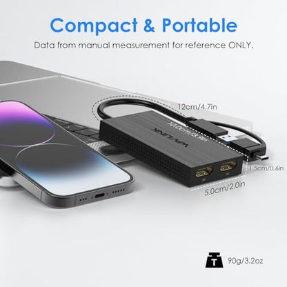 WAVLINK USB 3.0 or USB C to Dual HDMI 4K@60hz Splitter Extended Display for Dual Monitor, Displaylink Adapter Two HDMI 4K 60Hz for Apple Mac M1-M5/Macbook Neo or Windows 10/11,Driver Required