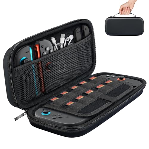 TiMOVO Carrying Case Compatible with Nintendo Switch 2, Black | Travel Carry Case, 10 Game Cartridges & Pocket, Protective Portable Hard Shell Pouch, For Console & Accessories - color: Black