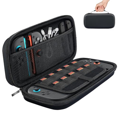 TiMOVO Carrying Case Compatible with Nintendo Switch 2, Black | Travel Carry Case, 10 Game Cartridges & Pocket, Protective Portable Hard Shell Pouch, For Console & Accessories - color: Black