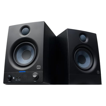 PreSonus Eris 4.5BT Bluetooth Studio Monitors, Pair — 4.5" Inch Powered Bookshelf Speakers, Stereo, Desktop Computer, Near Field Music Production, Audio Mixing Recording | Pair • Bluetooth 5.0 • 4.5 Woven Woofer • 1 Silk-Dome Tweeter • 50W Class Ab • 70hz