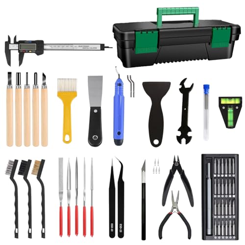 3D Printer Tool Kit, 68Pcs 3D Printing Tool Kit Assembly/Removal/Digital Caliper/Deburring/Model Processing/Spirit Level/Cleaning Tool Set Box 3D Printer Accessories for 3D Printing - color: 3D Printer Tool Kit Box-1