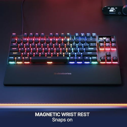 SteelSeries Apex Pro TKL Gen 3 Gaming Keyboard - OmniPoint 3.0 Analog Magnetic Switches, Quickset Auto-Presets (Rapid Trigger, Rapid Tap/SOCD, Protection Mode), OLED, RGB, PBT Keycaps, USB-C, Black - color: Black, size: Pro TKL, style: Gen 3 Wired