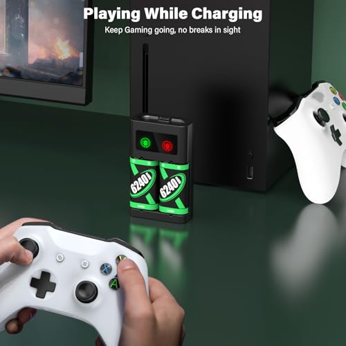 Rechargeable Battery Pack for Xbox Controller, 2x6240mWh Rechargeable Batteries Pack for Xbox One/Xbox Series X|S Xbox One S/Xbox One X/Xbox One Elite Controller Accessories Play and Charge Kit