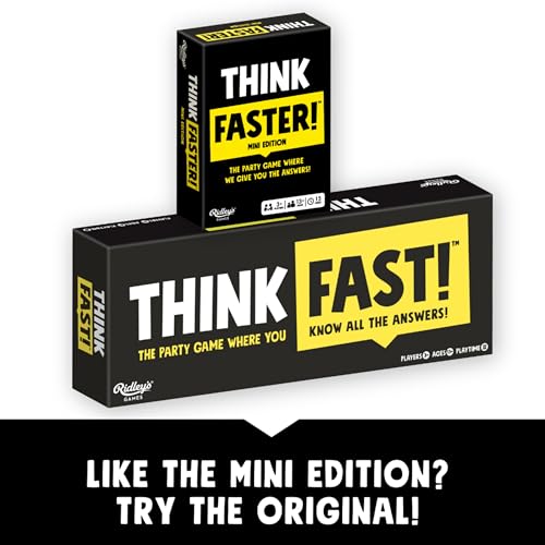 Ridley's Games: Mini Thinkfast- Small Packaging for On-the-Go Play- Fast-Paced Trivia Game - Family Game Night Favorite for Ages 13+, 3-10 Players, 15 Minute Playtime