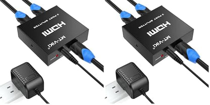MT-VIKI 4K HDMI Splitter 1 in 2 Out, 1x2 Powered HDMI Splitter for Dual Monitors w/Power Adapter, 4K@30Hz Dual Monitors Duplicate/Mirror for PS4 Fire Stick HDTV (Pack of 2) - size: 1x2 (Pack of 2)