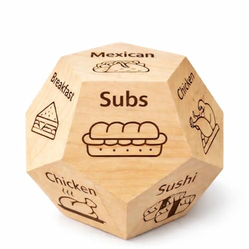 Food Dice, 12-Sided Dinner Decision Dice for Date Night Couples | Choose meals, restaurants or takeout with every roll; great gift for him, her, couples, birthdays & holidays. - style: Food Dice