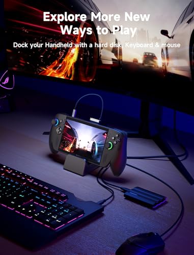 JSAUX Docking Station for ROG Xbox Ally X (2025)/ROG Ally X/ROG Ally/Steam Deck/Legion Go/Legion Go S, 6-in-1 Dock with HDMI 4K@120Hz, Gigabit Ethernet, USB A & USB C 3.2 Gen 1, 100W Charging - HB0609 - color: Black