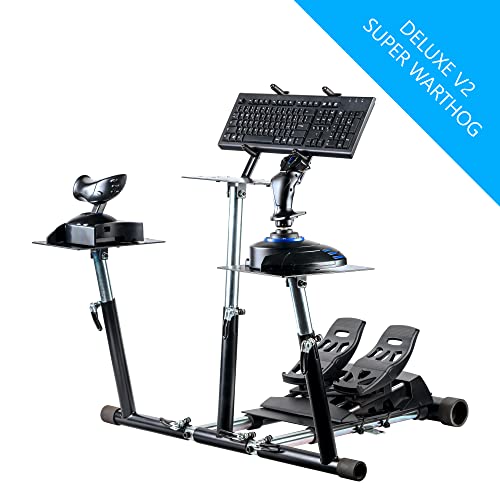 Wheel Stand Pro Super Warthog Flight stand Compatible With Thrustmaster HOTAS WARTHOG, Saitek/Logitech rudders. Rudders/mouse/keyboard/throttles not included.