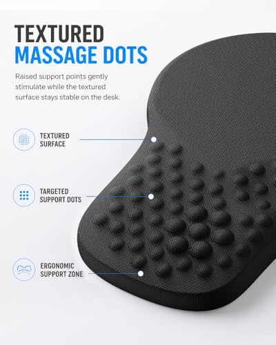 Ergonomic Mouse Pad with Wrist Rest Support, Mousepad for Carpal Tunnel Pain Relief, Memory Foam with Massage Design, Non-Slip PU Base for Office, Home, Gamming