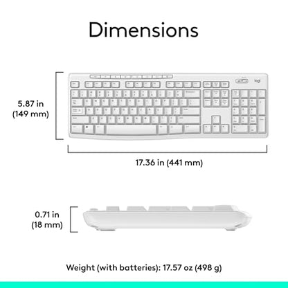 Logitech MK270 Full Size Wireless Keyboard and Mouse Combo - Off White | Full size keyboard with spill-resistant design, compact ambidextrous mouse, connect via single included USB-A Nano Receiver - color: Off White, size: 1 Pack, style: Combo