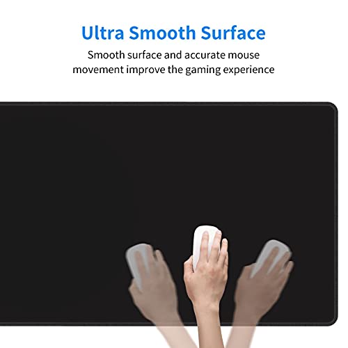 Black Mouse Pad Extended Large Gaming Mousepad XL Big Long Oversized Desk Mat Stitched Edges 31.5 X 11.8 Inch for Home Office - color: Black4