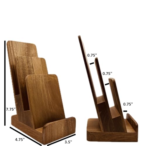 Distinguished 3-Tier Acacia Wood Literature Holder, Trifold Brochure Holder, Flyer Holder, Postcard Display and Countertop Wooden Display Stand [Pack of 1] - style: Acacia 1-Pack