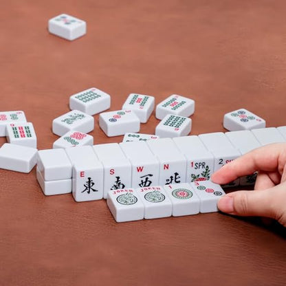 ZGME American Mahjong 세트, 부드러운 가방과 액세서리가 있는 프리미엄 화이트 타일 166개, 푸셔가 있는 올인원 마작 랙 4개, 완벽한 웨스턴 마작, 마작, 마작 세트 - color: 블루.